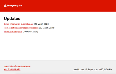 Quickly publish an emergency site with maximum resilience